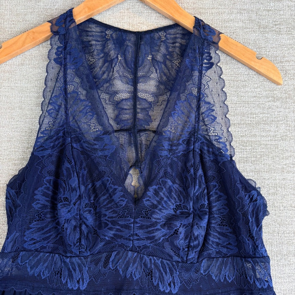 Soma Cool Nights Soft Support Lace Racerback Pajama Cami Womens L Navy Blue EUC